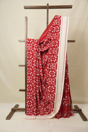 Red Pochampalli Cotton Ikat Saree - SRRPCIS692
