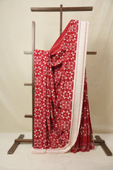 Red Pochampalli Cotton Ikat Saree - SRRPCIS692