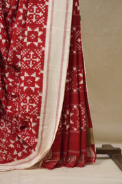 Red Pochampalli Cotton Ikat Saree - SRRPCIS692