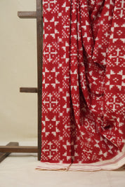 Red Pochampalli Cotton Ikat Saree - SRRPCIS692