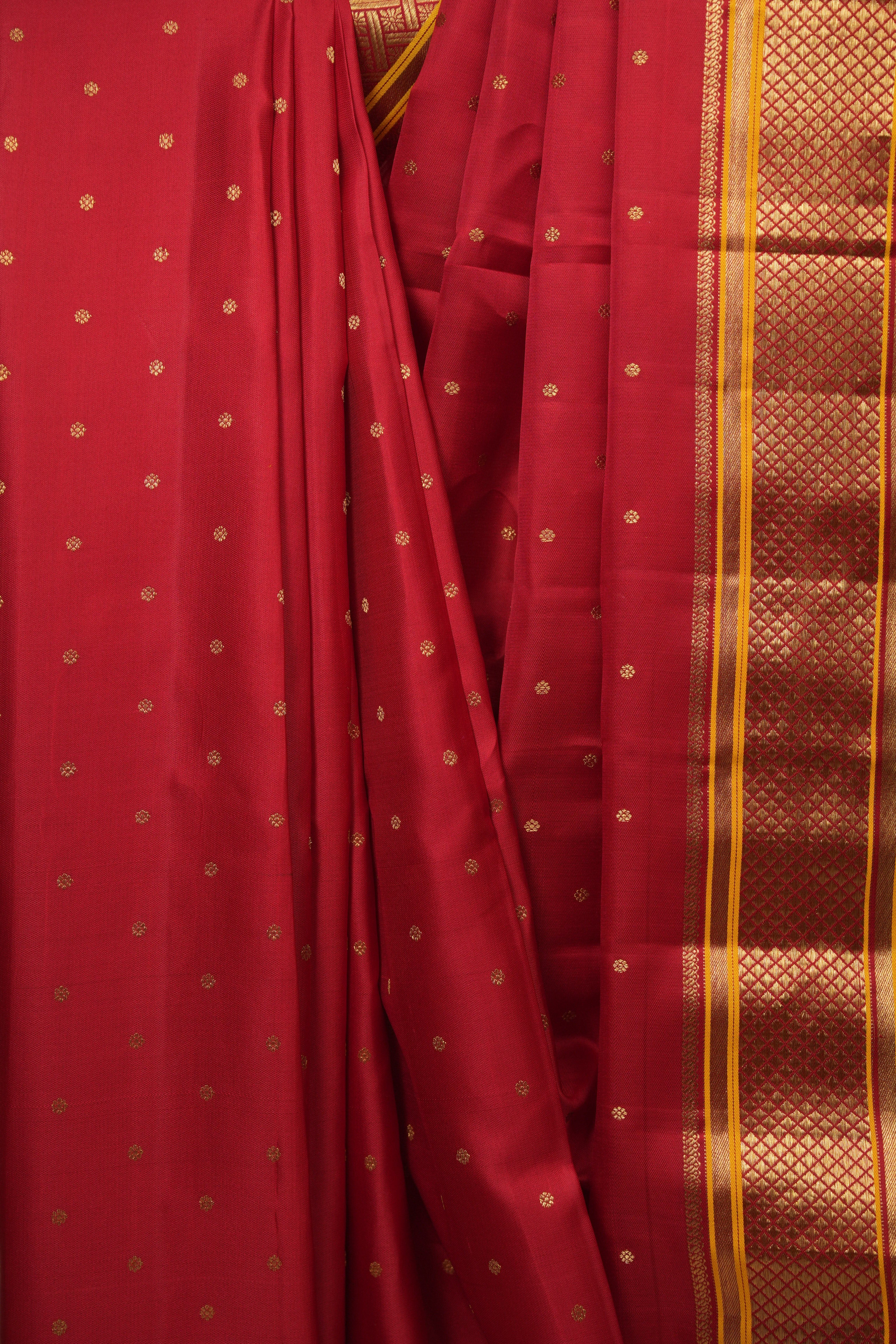 Red Gadwal Silk Saree - SRRGSS646