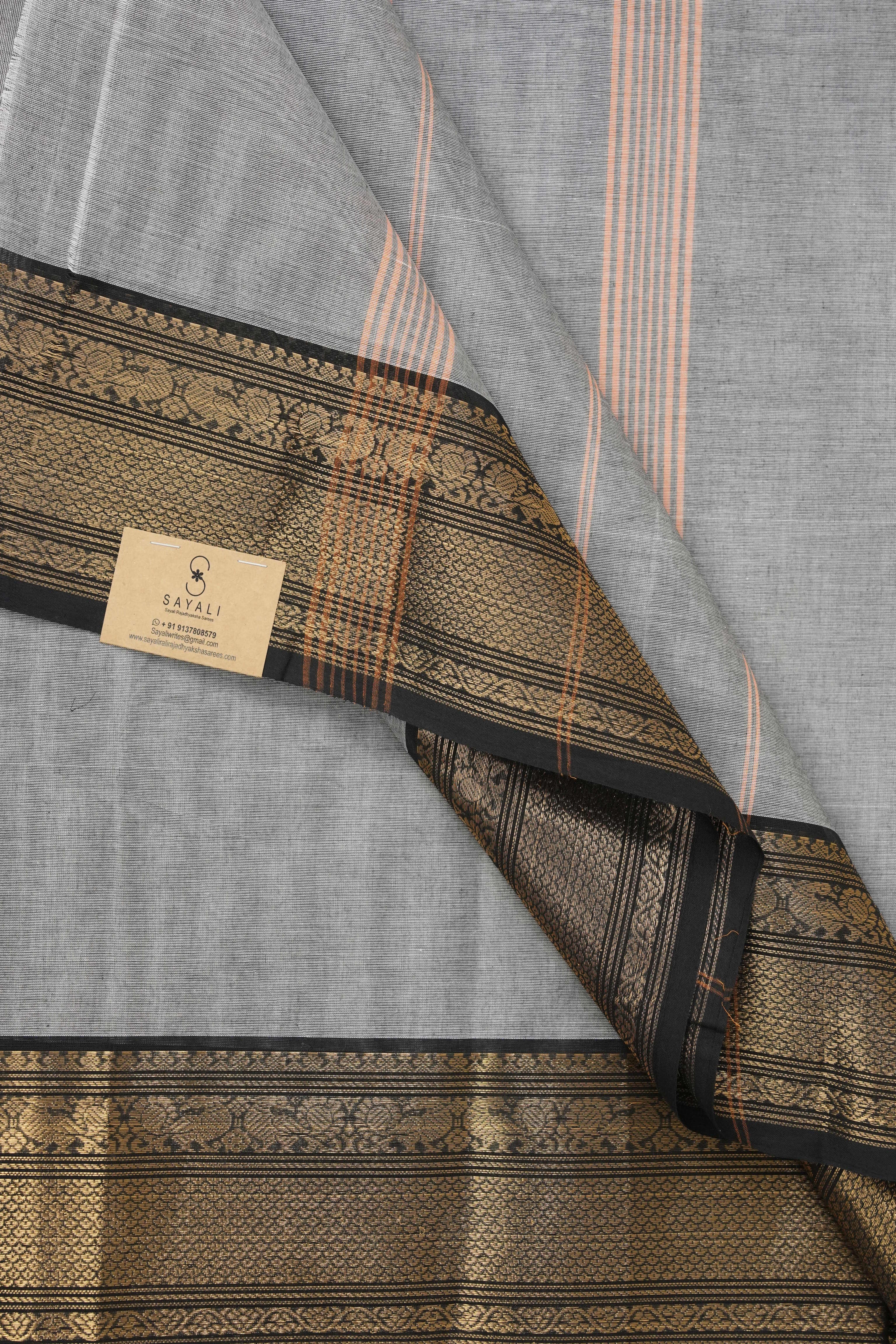 Grey Kanchi Cotton Saree - SRGKCS1018