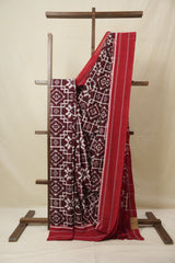 Marron Pochampalli Cotton Ikat Saree - SRMPCIS695