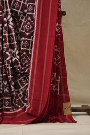 Marron Pochampalli Cotton Ikat Saree - SRMPCIS695
