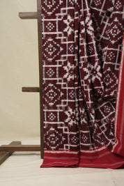 Marron Pochampalli Cotton Ikat Saree - SRMPCIS695
