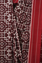 Marron Pochampalli Cotton Ikat Saree - SRMPCIS695