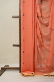 Coral Peach Bengal Mul Cotton Saree - SRCPBMCS018