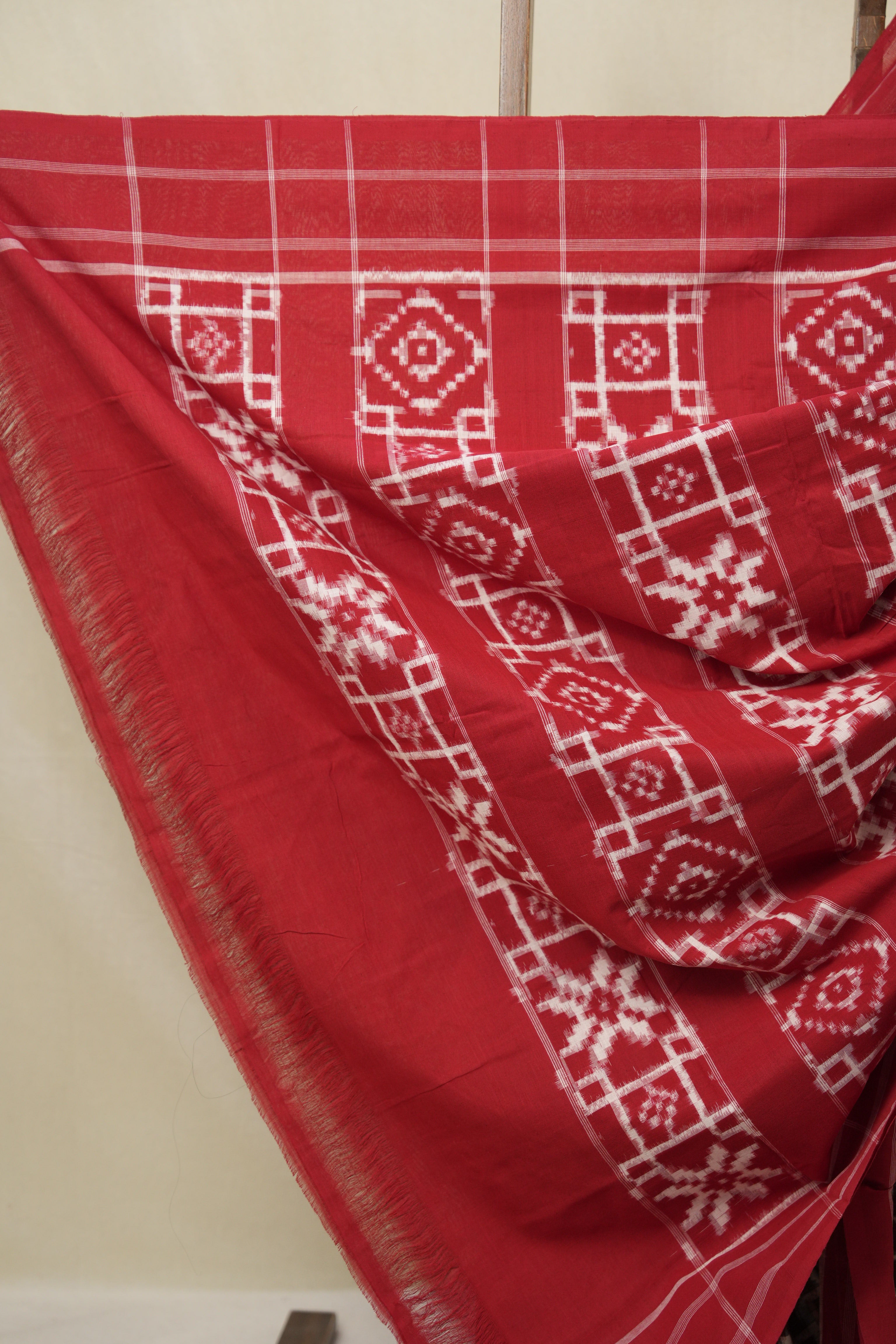 Marron Pochampalli Cotton Ikat Saree - SRMPCIS695
