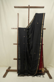Black Maheshwari Saree - SRBMS1224