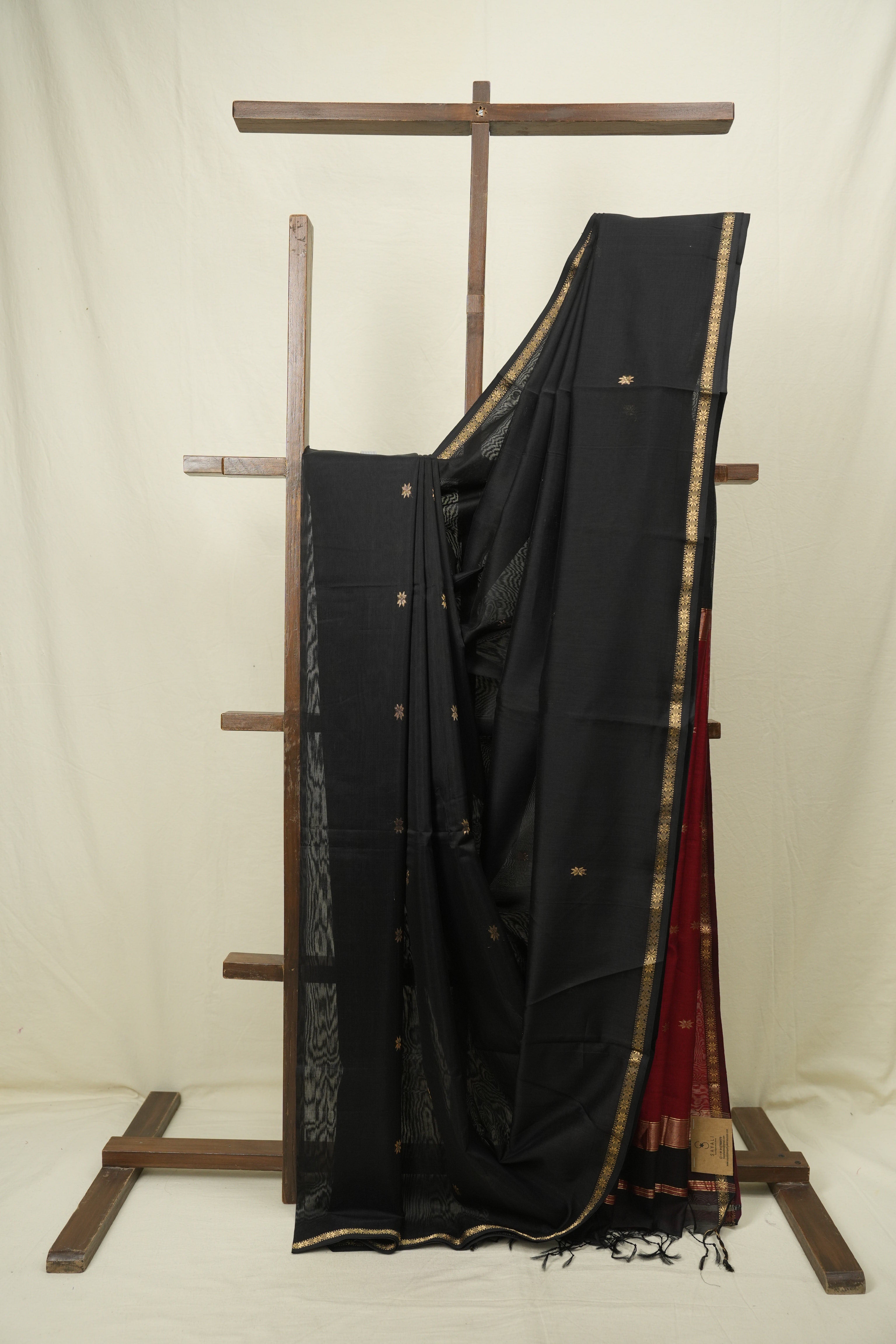 Black Maheshwari Saree - SRBMS1224