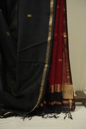 Black Maheshwari Saree - SRBMS1224