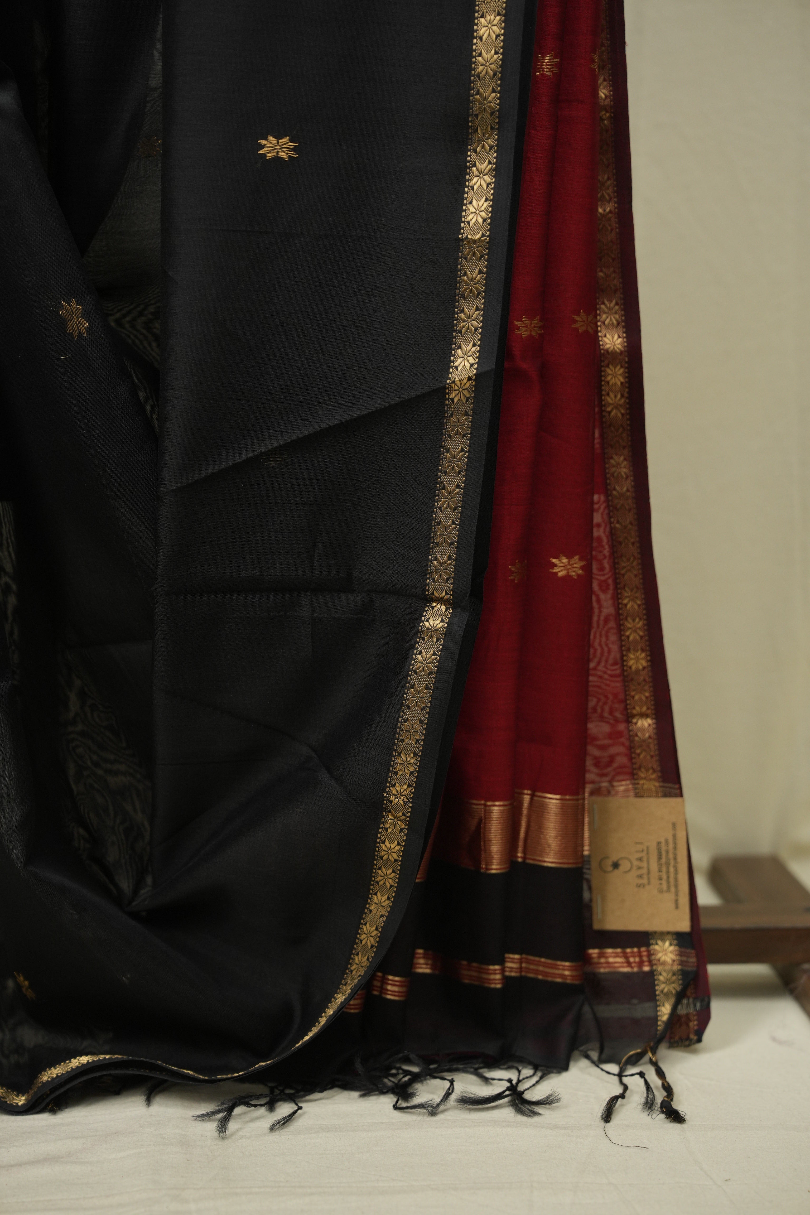 Black Maheshwari Saree - SRBMS1224