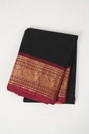 Black Kanchi Cotton Saree - SRBKCS1031