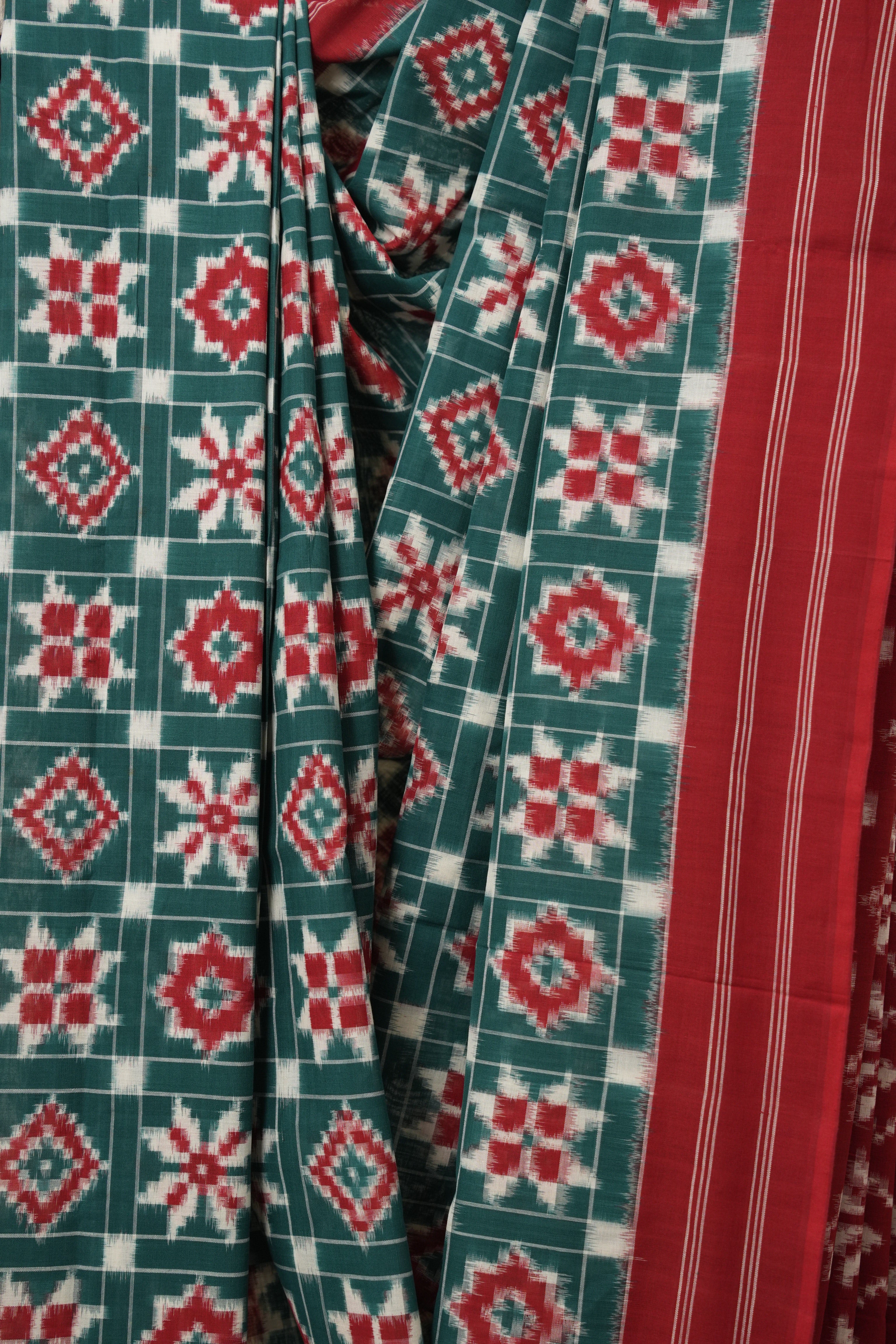Green Pochampalli Cotton Ikat Saree - SRGPCIS694