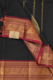 Black Kanchi Cotton Saree - SRBKCS1031
