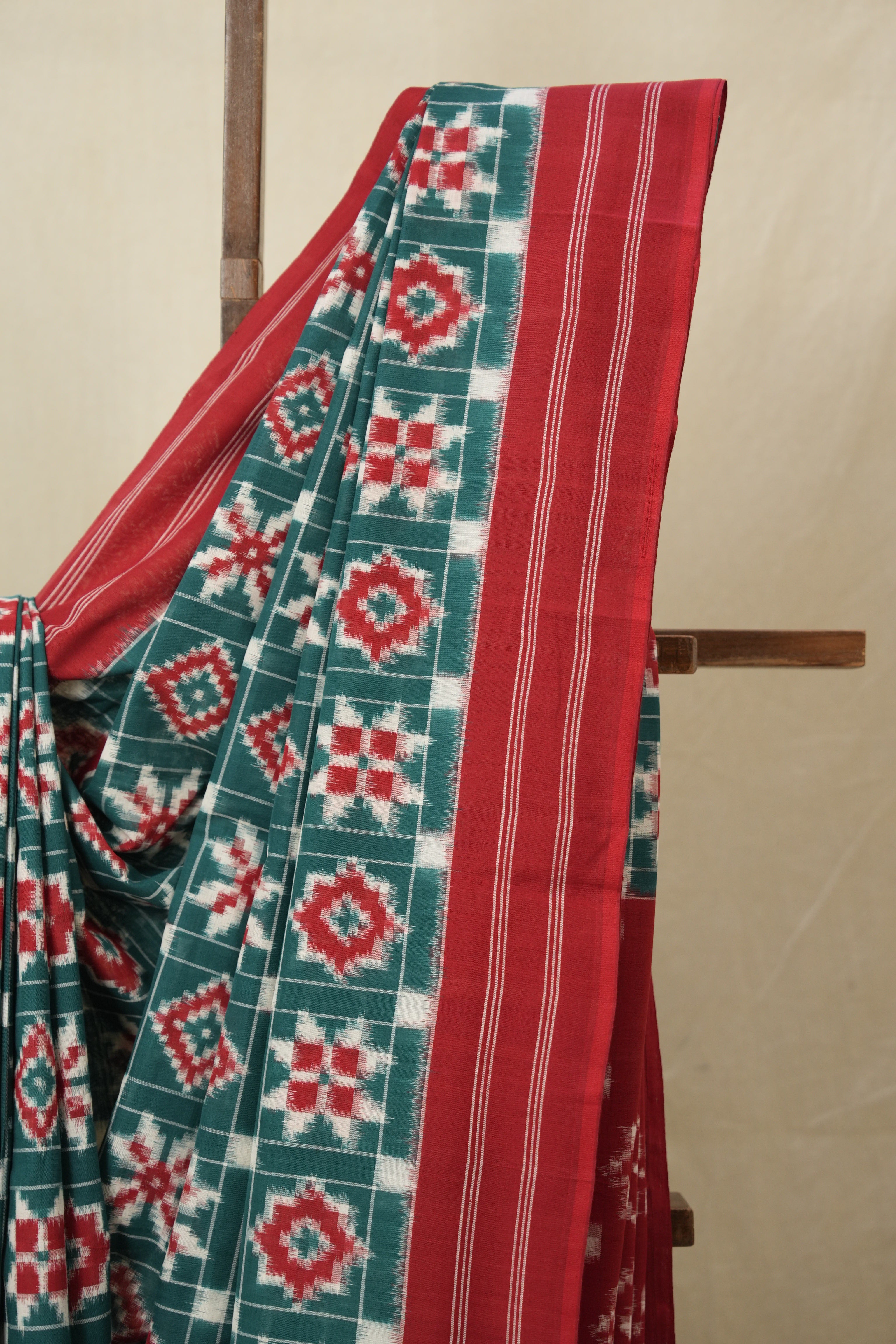 Green Pochampalli Cotton Ikat Saree - SRGPCIS694