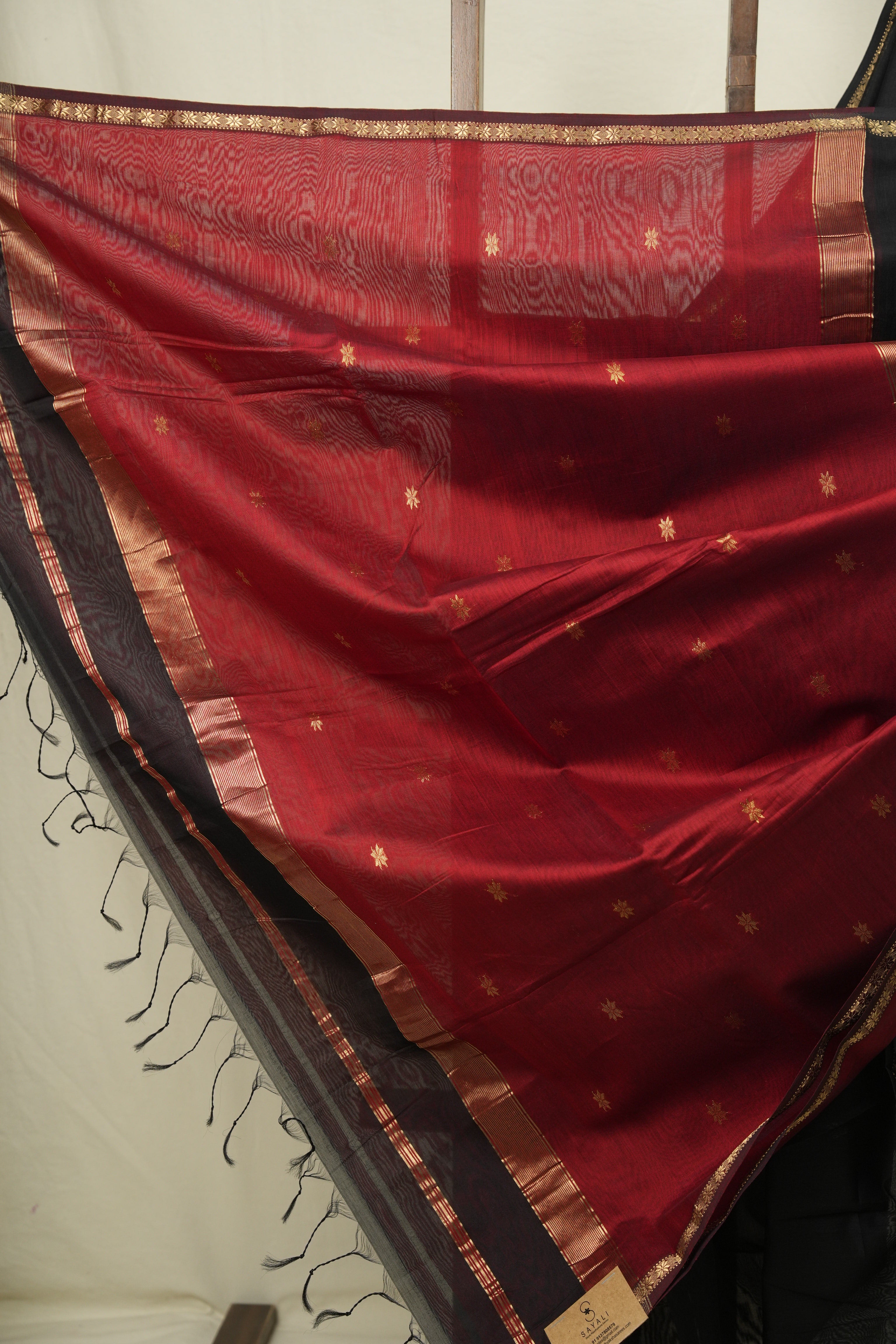 Black Maheshwari Saree - SRBMS1224