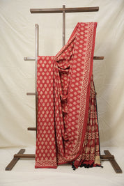 Maroon Red HBP Cotton Saree - SRMRCS3001