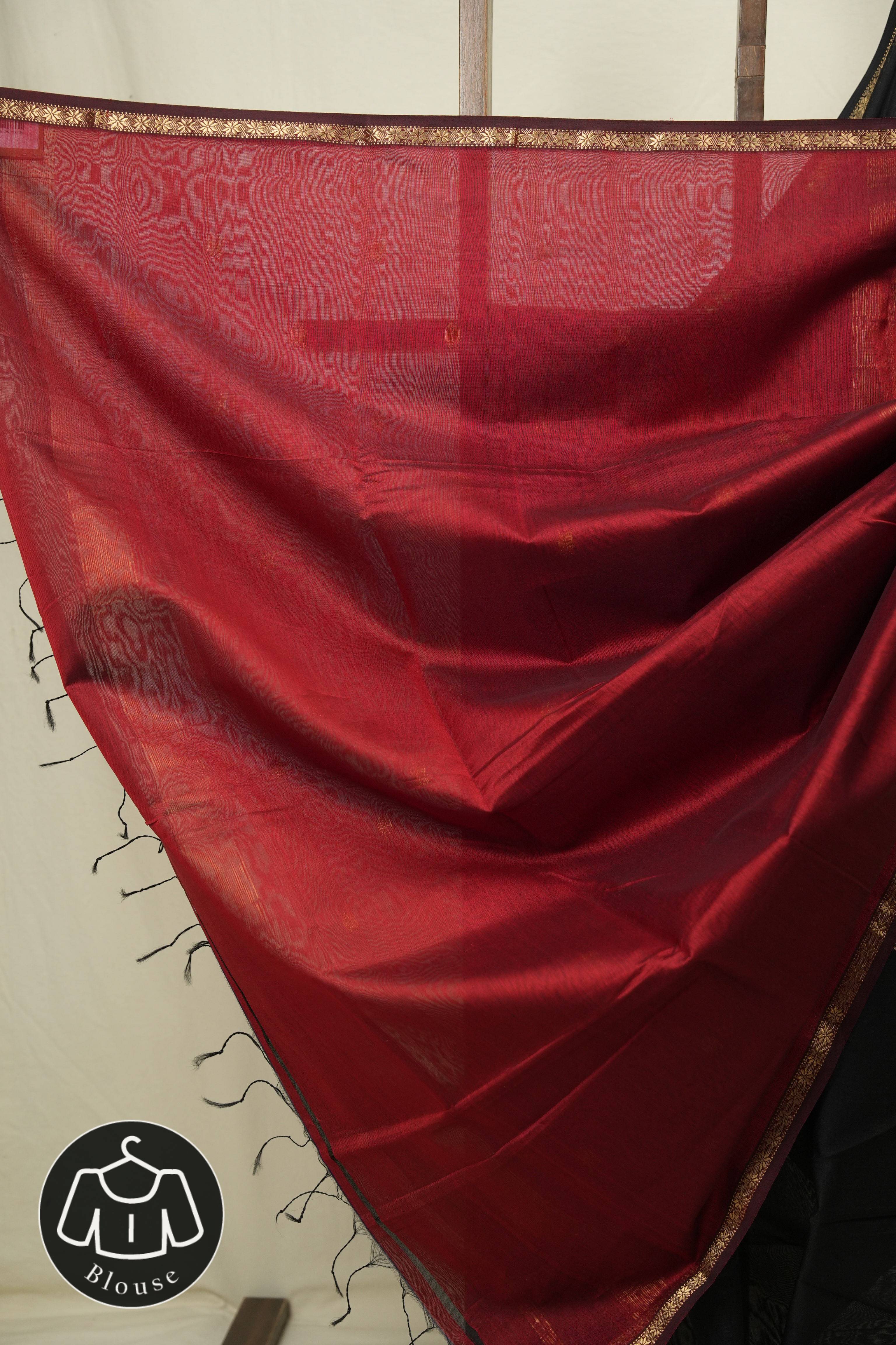 Black Maheshwari Saree - SRBMS1224