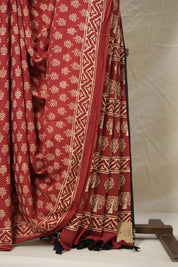 Maroon Red HBP Cotton Saree - SRMRCS3001