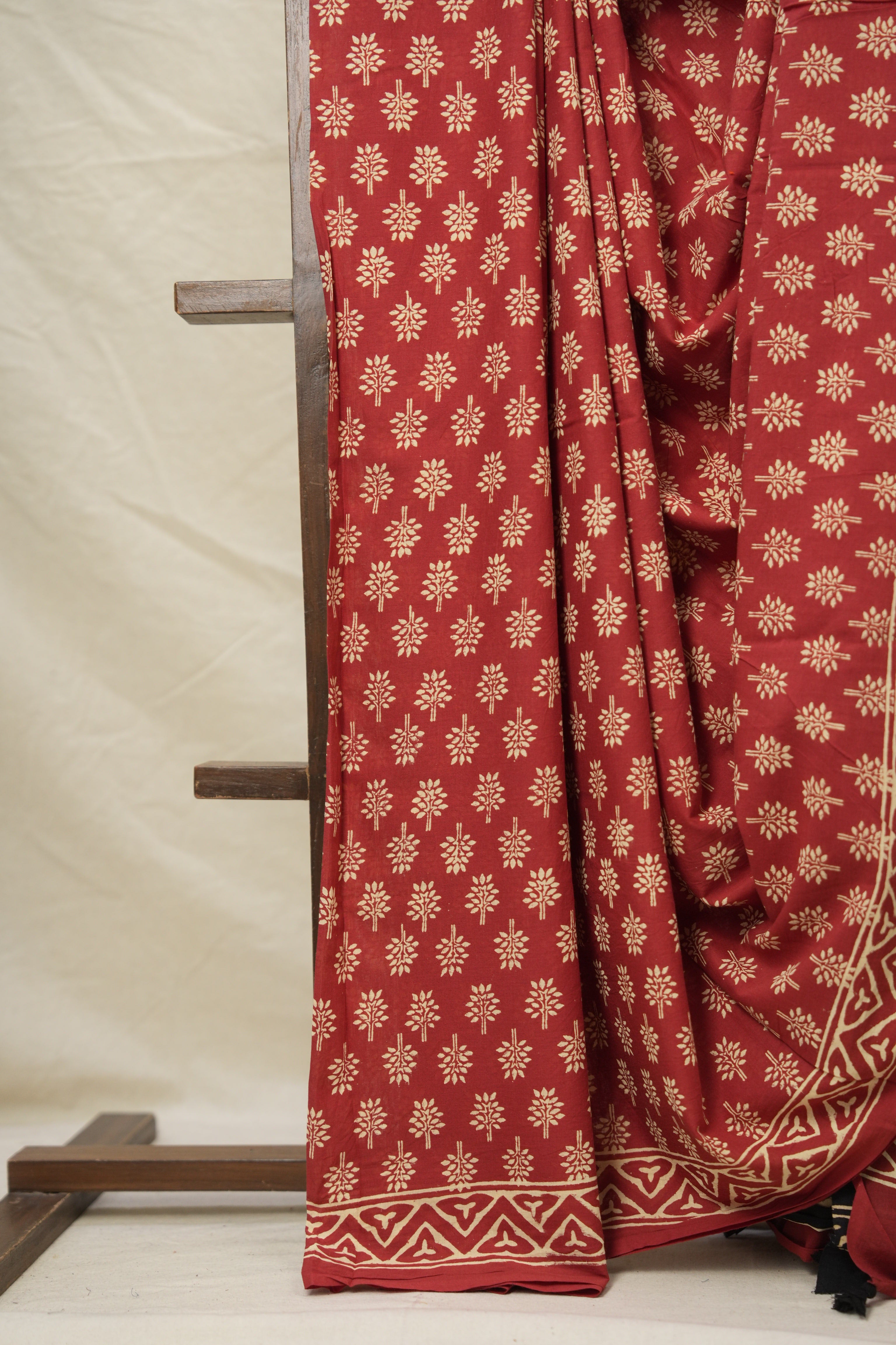 Maroon Red HBP Cotton Saree - SRMRCS3001