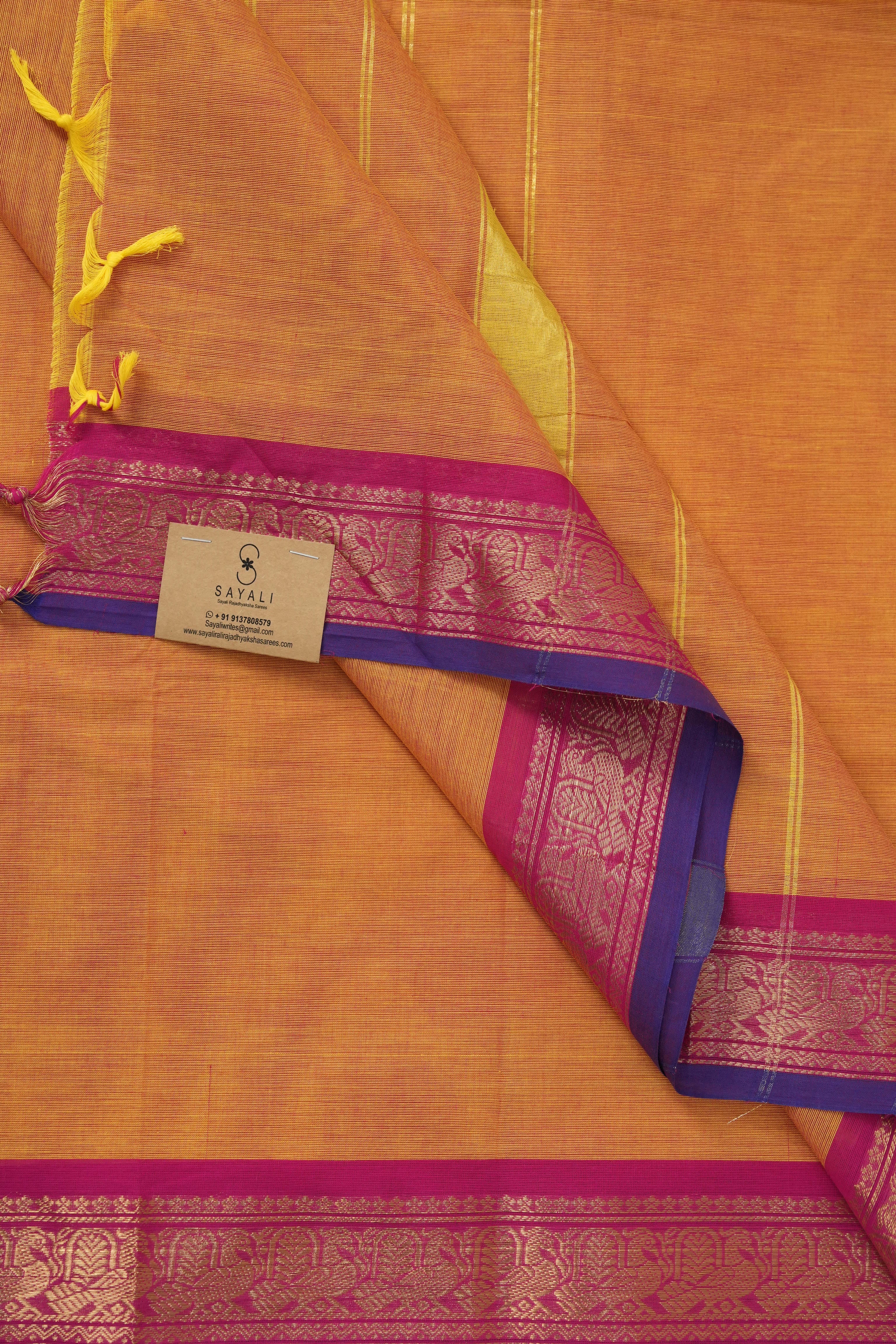 Orange Kanchi Cotton Saree - SROKCS1026