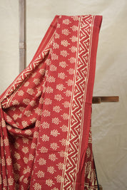 Maroon Red HBP Cotton Saree - SRMRCS3001