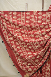 Maroon Red HBP Cotton Saree - SRMRCS3001