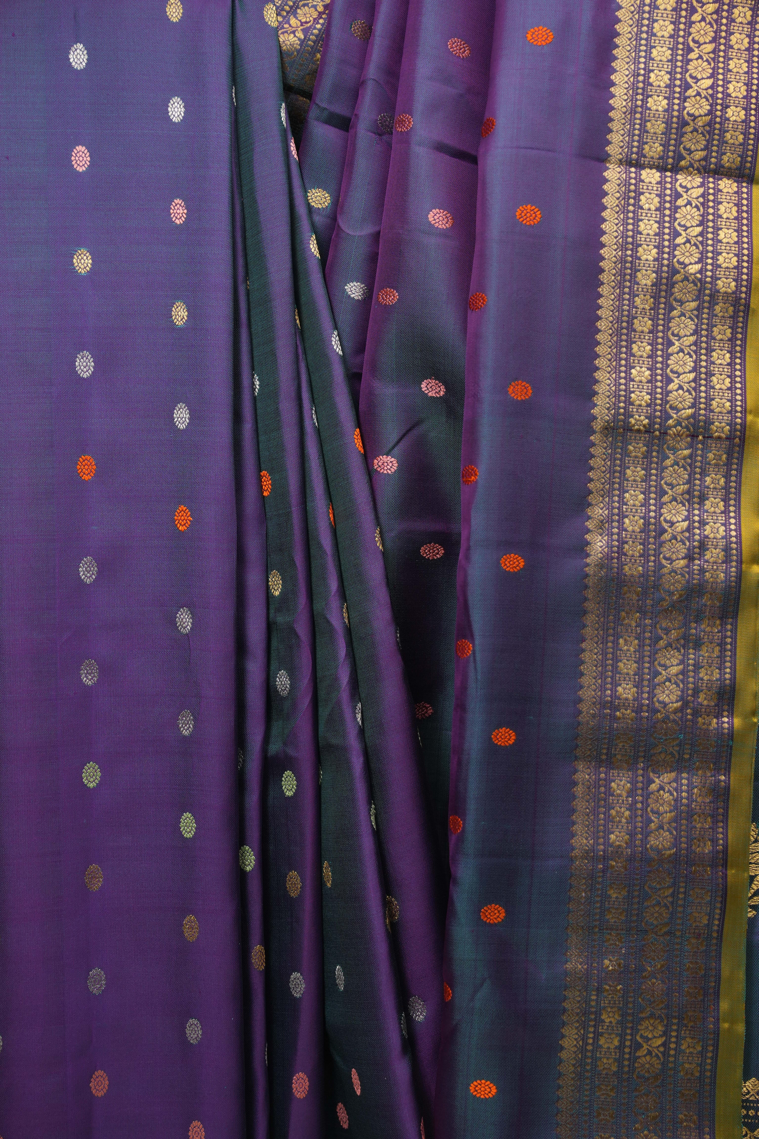 Dual Tone Peacock Green Gadwal Silk Saree - SRDTPGSS655