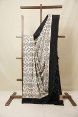 White Pochampalli Cotton Ikat Saree - SRWPCIS676