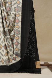 White Pochampalli Cotton Ikat Saree - SRWPCIS676