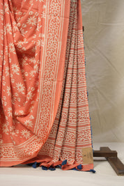 Peach HBP Cotton Saree - SRPCS2985