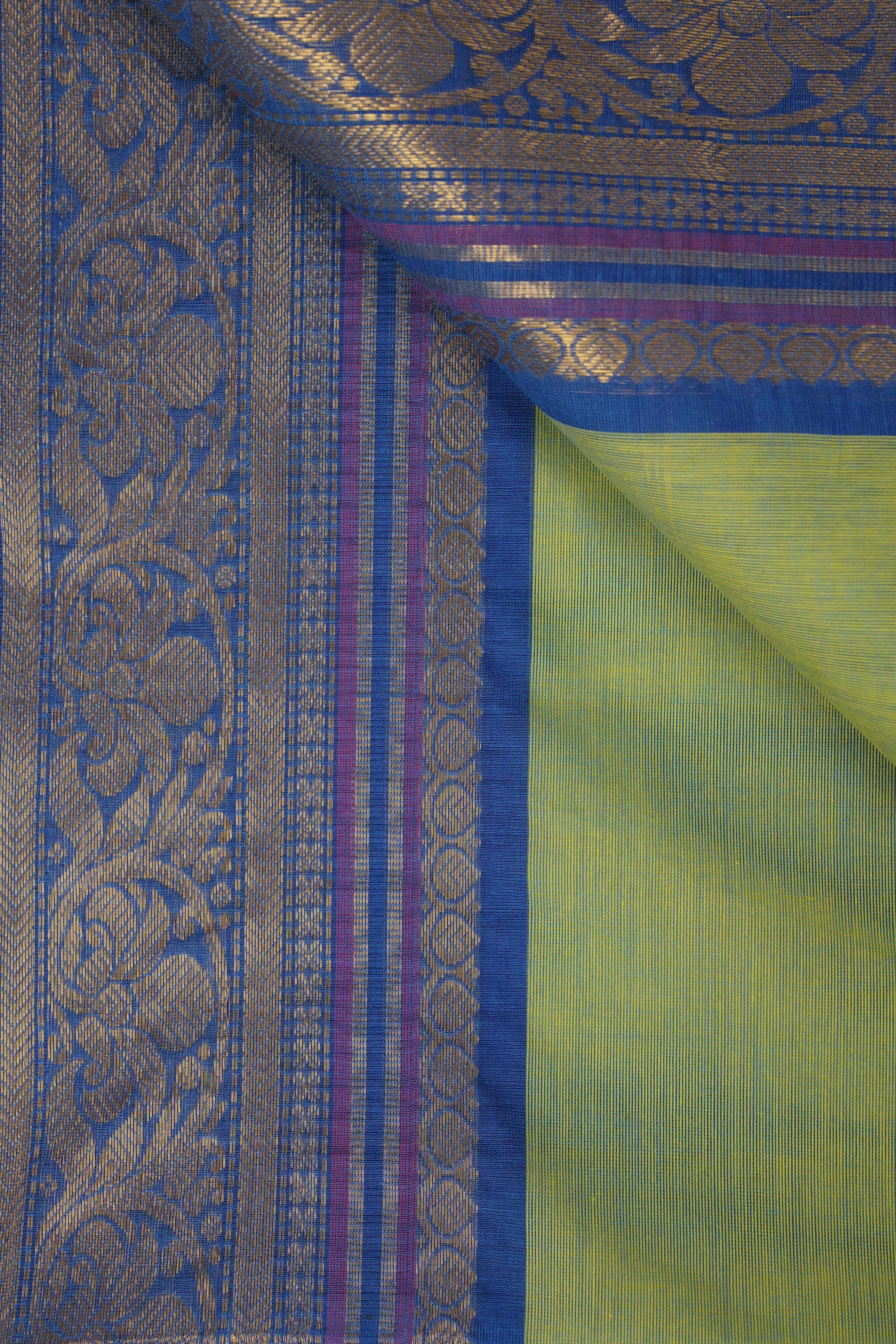 Green-Yellow Kanchi Cotton Saree - SRGYKCS1013