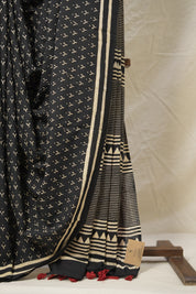 Black - White HBP Cotton Saree - SRBWCS2996