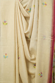 Light Beige Bengal Mul Cotton Saree - SRLBBMCS040
