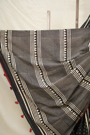 Black - White HBP Cotton Saree - SRBWCS2996