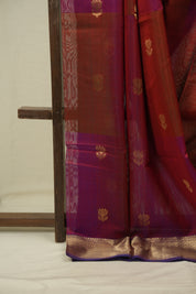 Maroon - Pink Maheshwari Saree - SRMPMS1230
