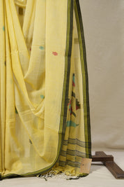 Pastel Yellow Bengal Mul Cotton Saree - SRPYBMCS048