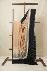 Sand Brown Pochampalli Cotton Ikat Saree - SRSBPCIS680