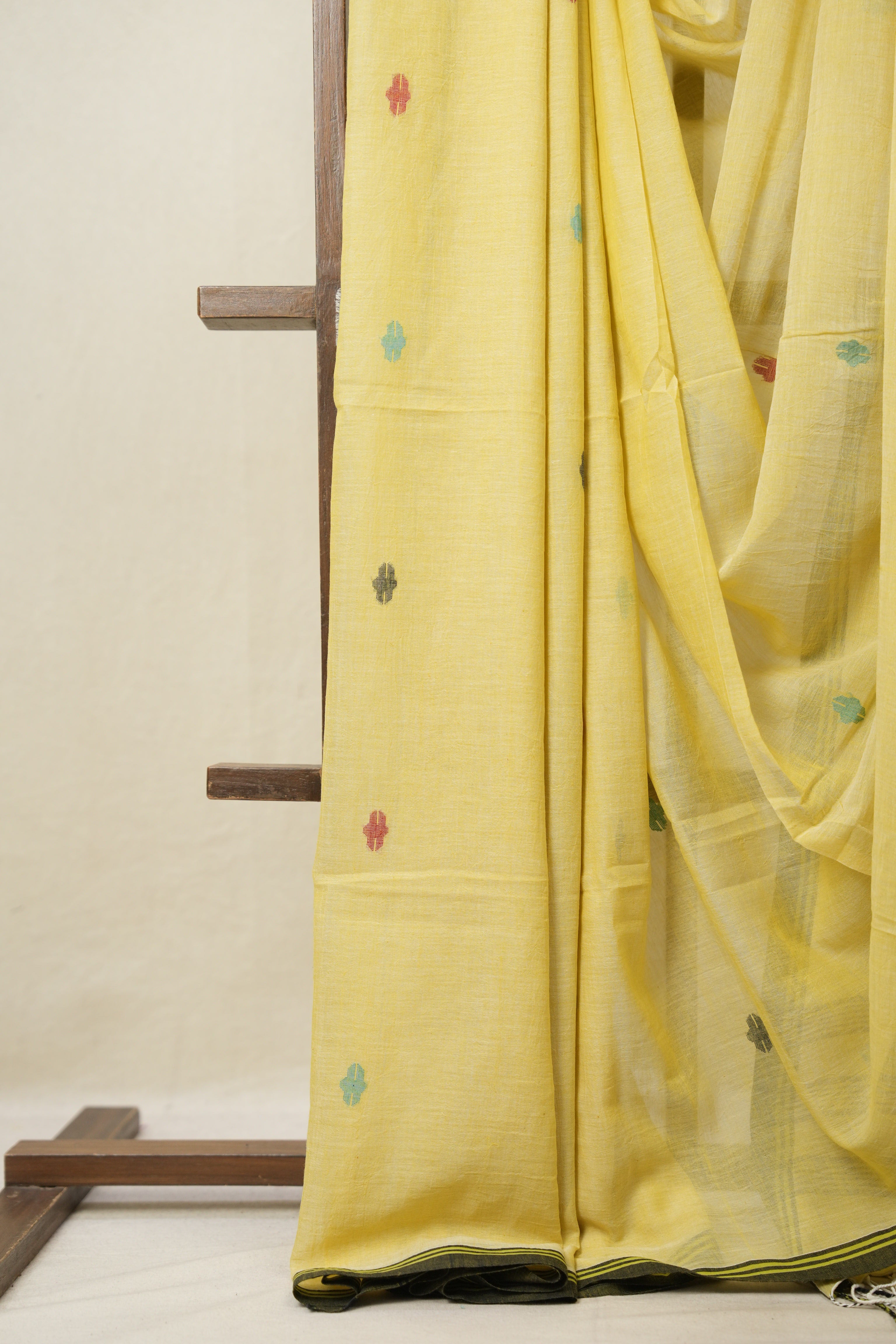 Pastel Yellow Bengal Mul Cotton Saree - SRPYBMCS048