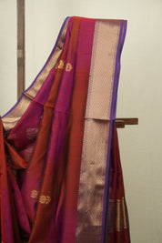 Maroon - Pink Maheshwari Saree - SRMPMS1230