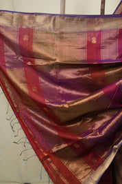 Maroon - Pink Maheshwari Saree - SRMPMS1230