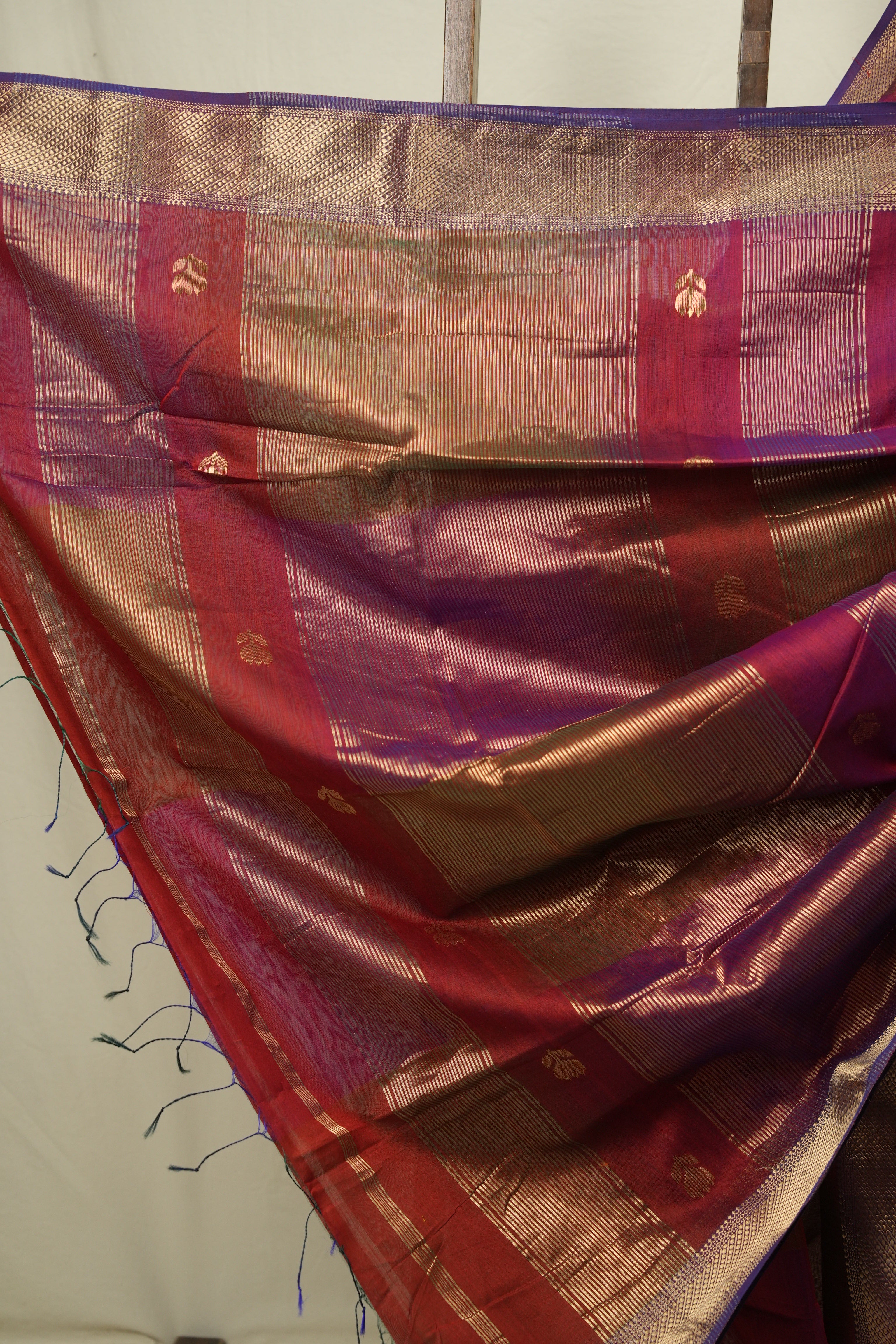 Maroon - Pink Maheshwari Saree - SRMPMS1230