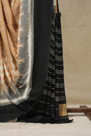 Sand Brown Pochampalli Cotton Ikat Saree - SRSBPCIS680