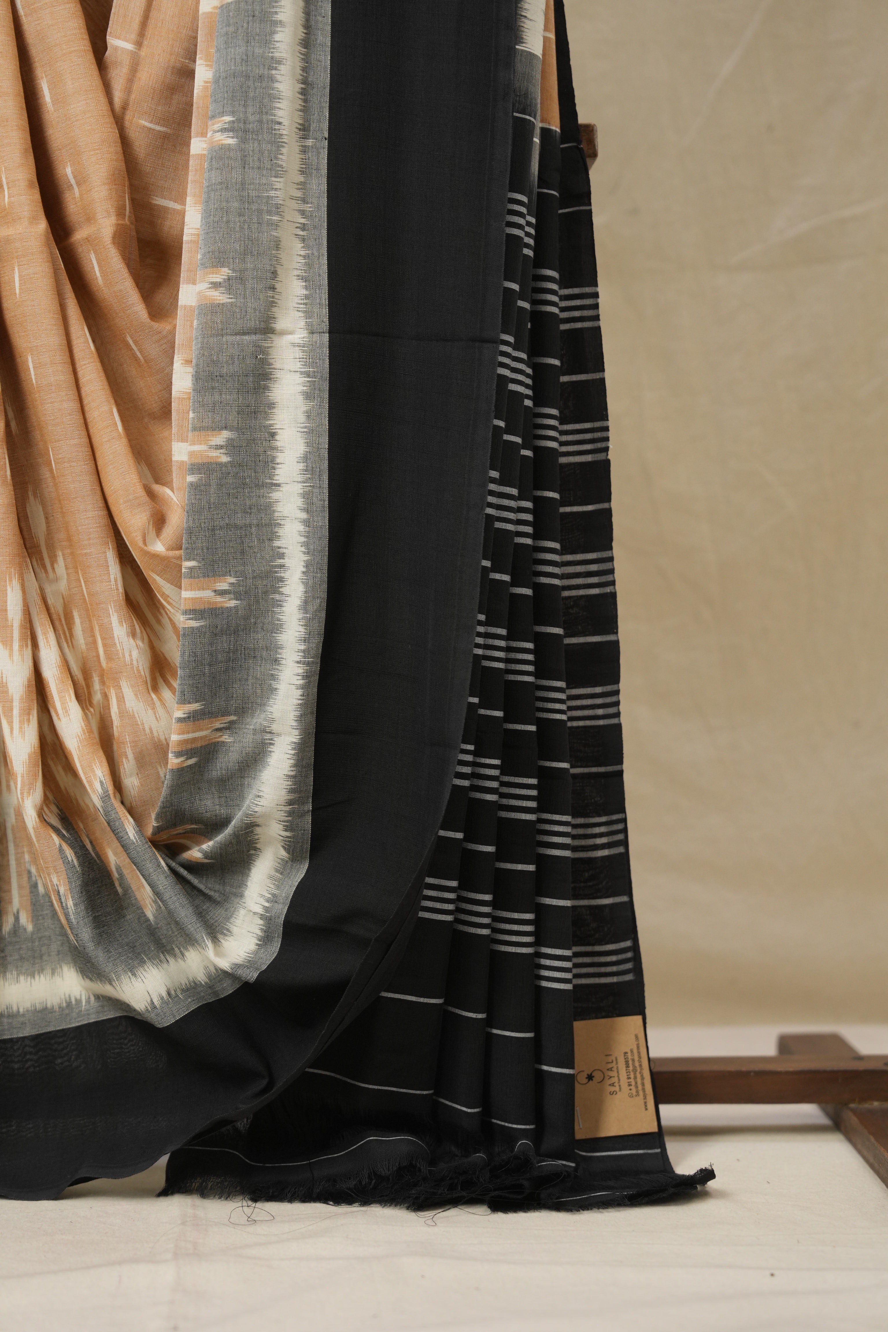 Sand Brown Pochampalli Cotton Ikat Saree - SRSBPCIS680
