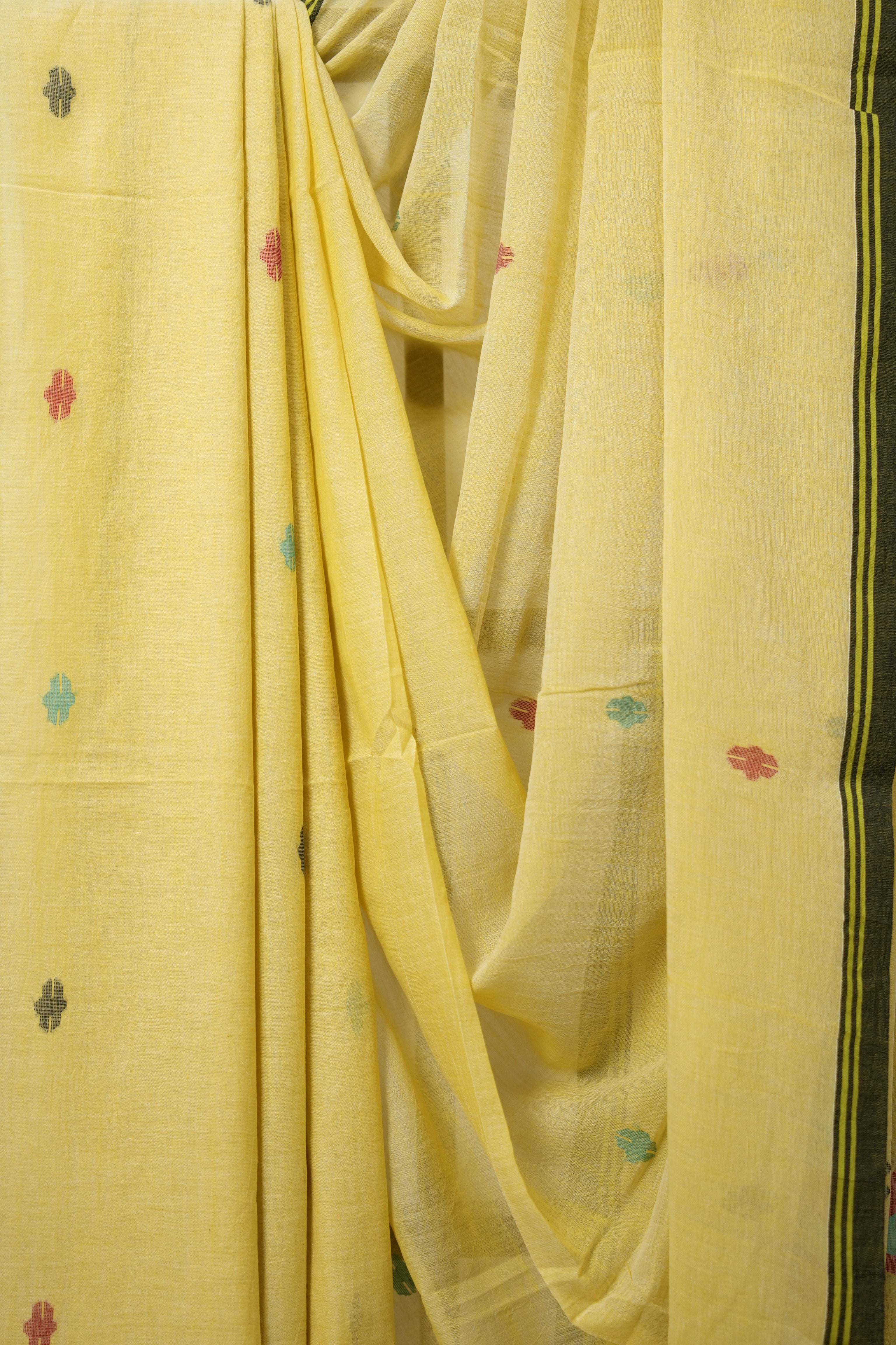 Pastel Yellow Bengal Mul Cotton Saree - SRPYBMCS048