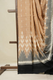 Sand Brown Pochampalli Cotton Ikat Saree - SRSBPCIS680