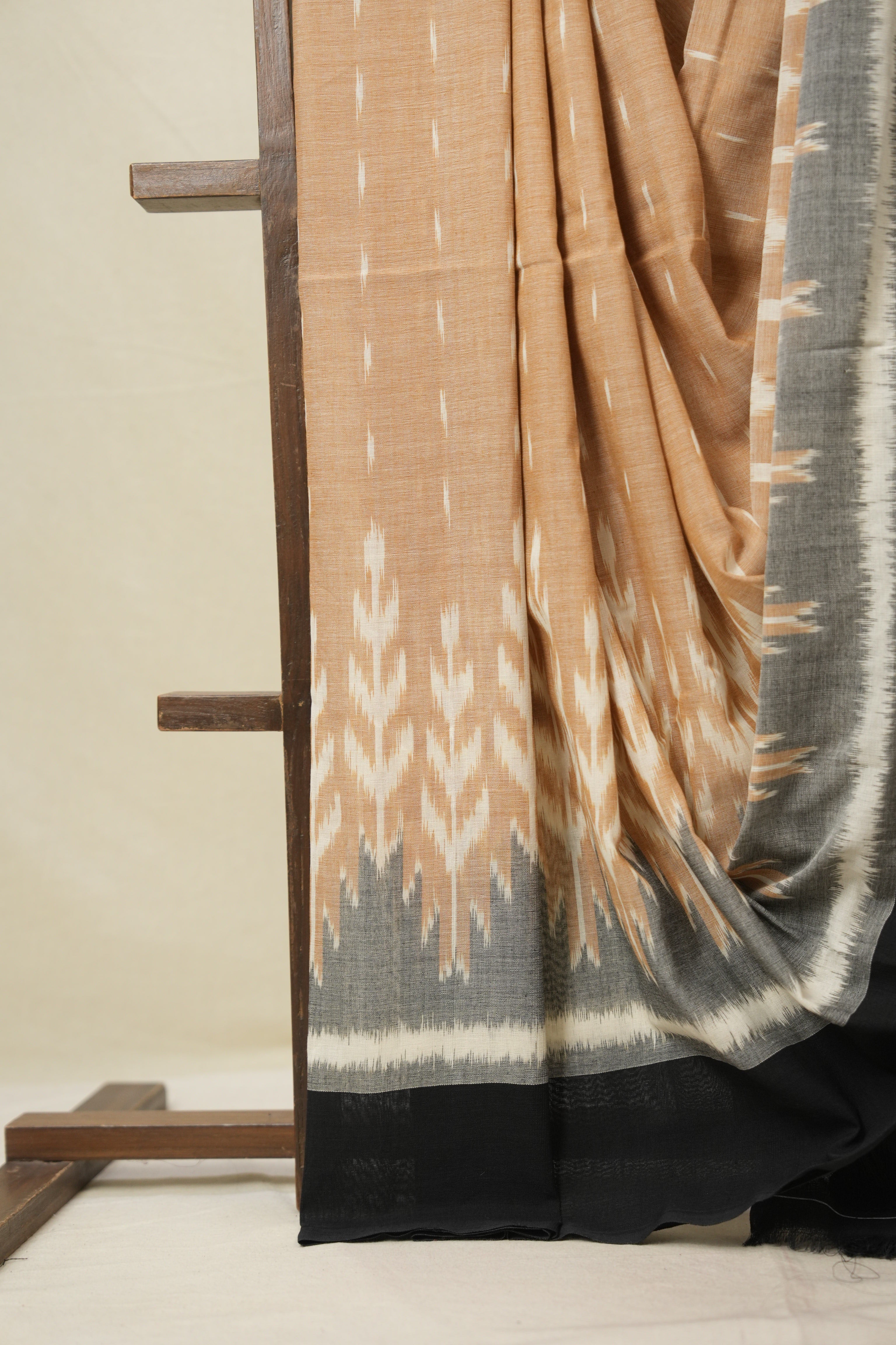 Sand Brown Pochampalli Cotton Ikat Saree - SRSBPCIS680
