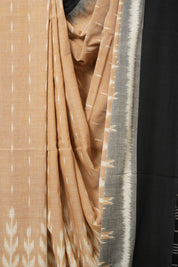 Sand Brown Pochampalli Cotton Ikat Saree - SRSBPCIS680