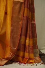 Yellow Maheshwari Saree - SRYMS1226